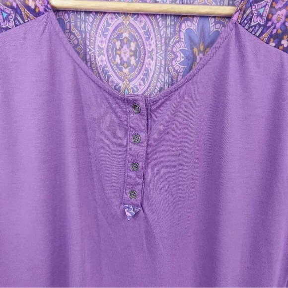 Chloe K Womens Popover Top Purple W/  Geometric Sleeveless Scoop Neck Blouse L - Picture 2 of 8